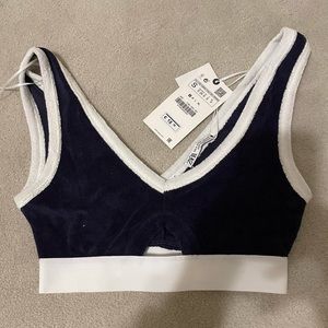 navy and white zara top